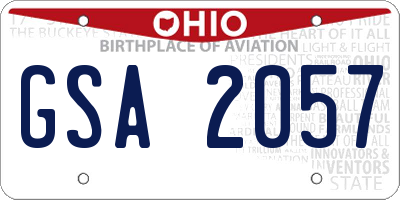 OH license plate GSA2057