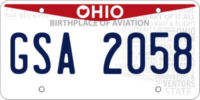 OH license plate GSA2058