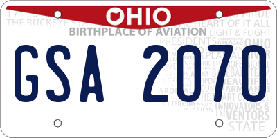 OH license plate GSA2070