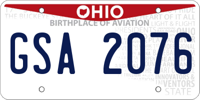 OH license plate GSA2076
