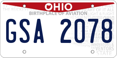 OH license plate GSA2078