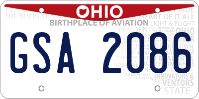 OH license plate GSA2086