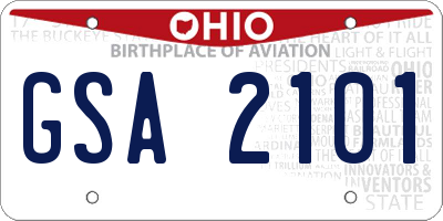 OH license plate GSA2101