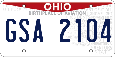 OH license plate GSA2104