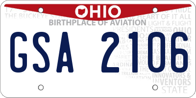 OH license plate GSA2106