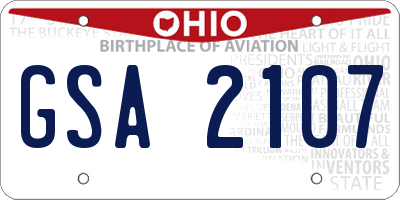 OH license plate GSA2107