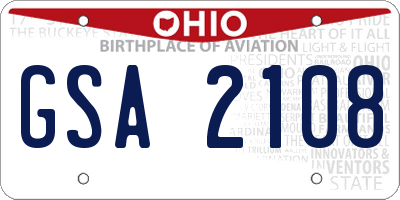 OH license plate GSA2108