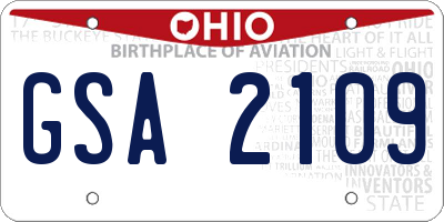 OH license plate GSA2109