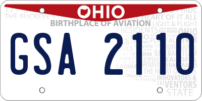 OH license plate GSA2110