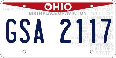 OH license plate GSA2117