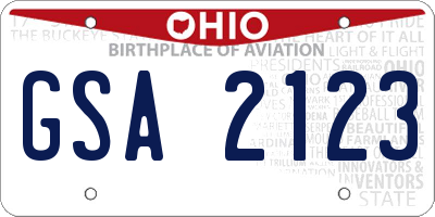 OH license plate GSA2123