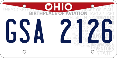 OH license plate GSA2126