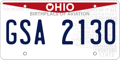 OH license plate GSA2130