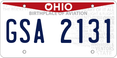 OH license plate GSA2131