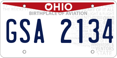 OH license plate GSA2134