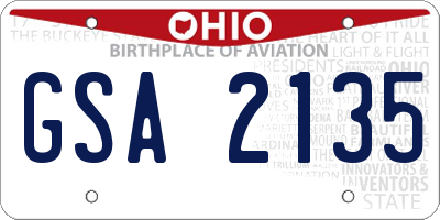 OH license plate GSA2135