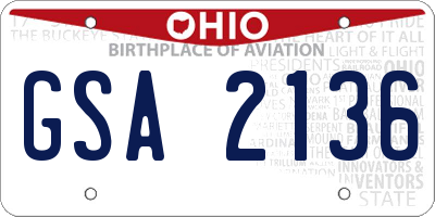 OH license plate GSA2136