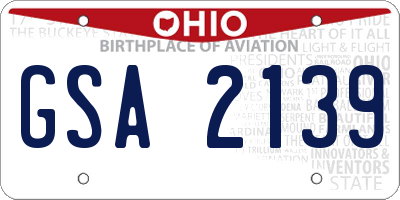 OH license plate GSA2139