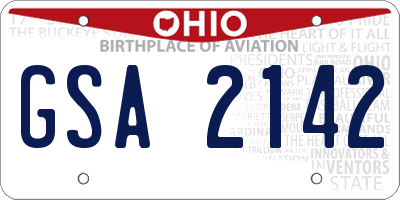 OH license plate GSA2142