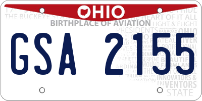 OH license plate GSA2155