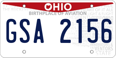 OH license plate GSA2156