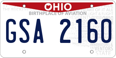 OH license plate GSA2160