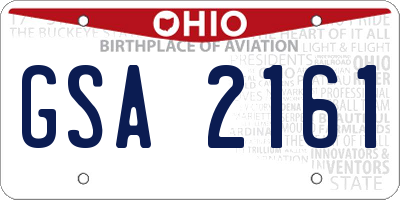 OH license plate GSA2161