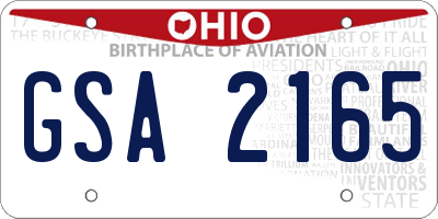 OH license plate GSA2165