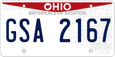 OH license plate GSA2167
