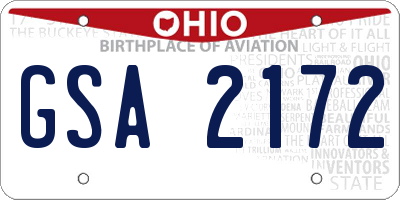 OH license plate GSA2172