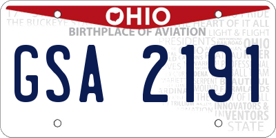 OH license plate GSA2191