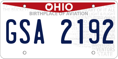 OH license plate GSA2192