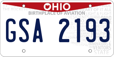 OH license plate GSA2193