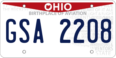 OH license plate GSA2208