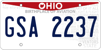 OH license plate GSA2237