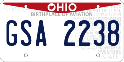 OH license plate GSA2238