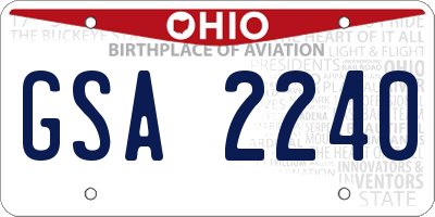OH license plate GSA2240