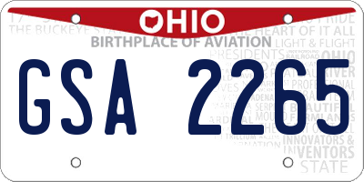 OH license plate GSA2265