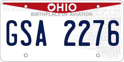OH license plate GSA2276
