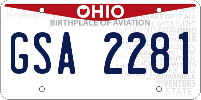 OH license plate GSA2281