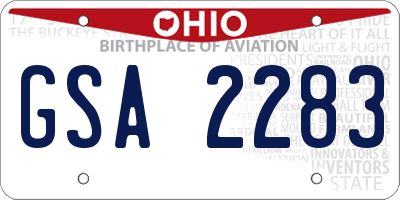 OH license plate GSA2283