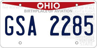 OH license plate GSA2285