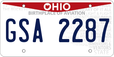 OH license plate GSA2287