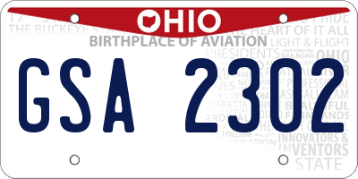 OH license plate GSA2302
