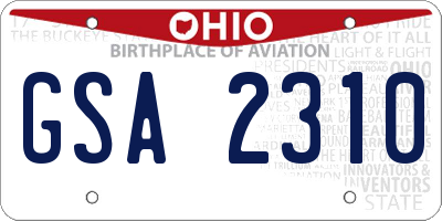 OH license plate GSA2310