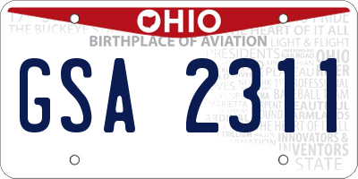 OH license plate GSA2311