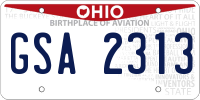 OH license plate GSA2313