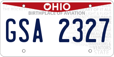 OH license plate GSA2327