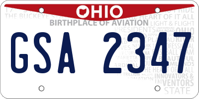 OH license plate GSA2347