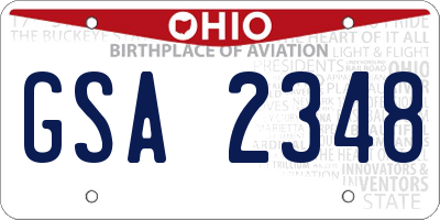 OH license plate GSA2348